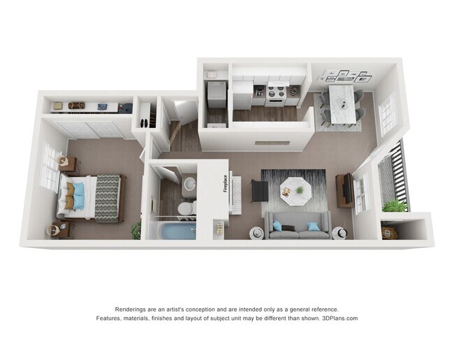 One Bed One Bath E-301 floor plan